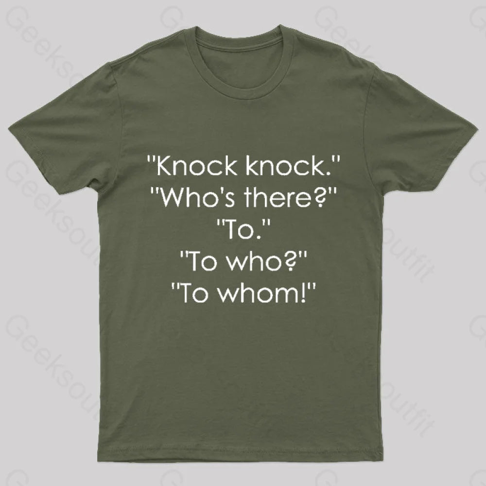 To Who Whom Nerd T-Shirt Army Green / S