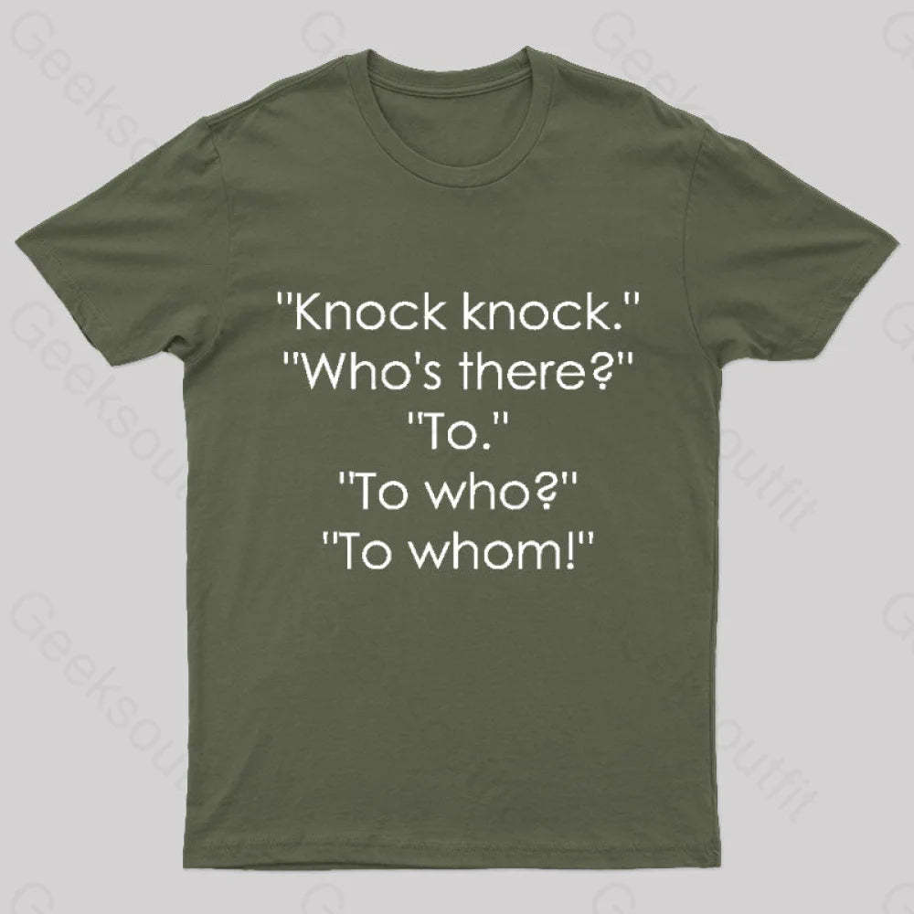 To Who Whom Nerd T-Shirt Army Green / S