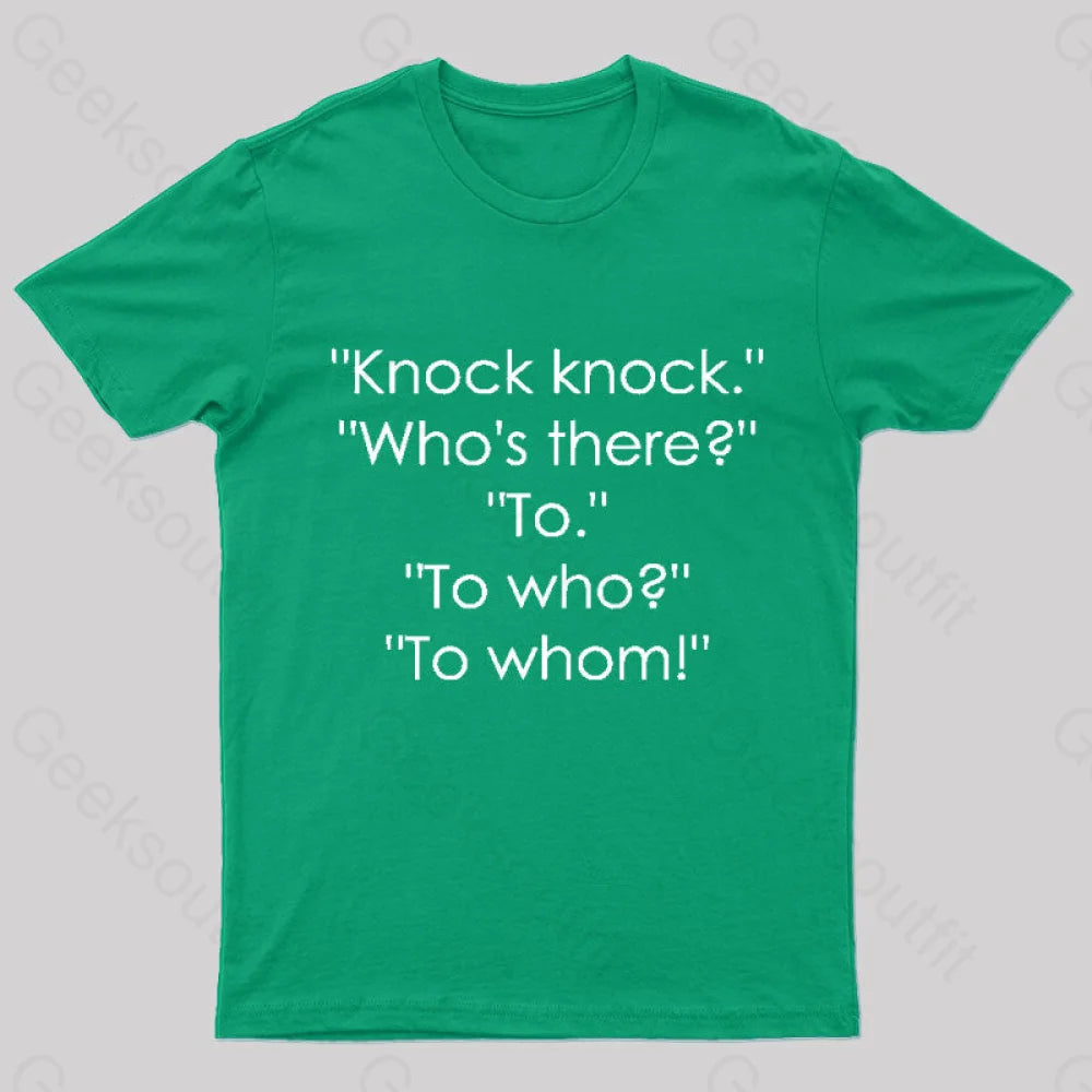 To Who Whom Nerd T-Shirt Green / S