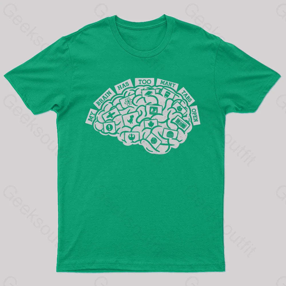 Too Many Tabs Nerd T-Shirt Green / S