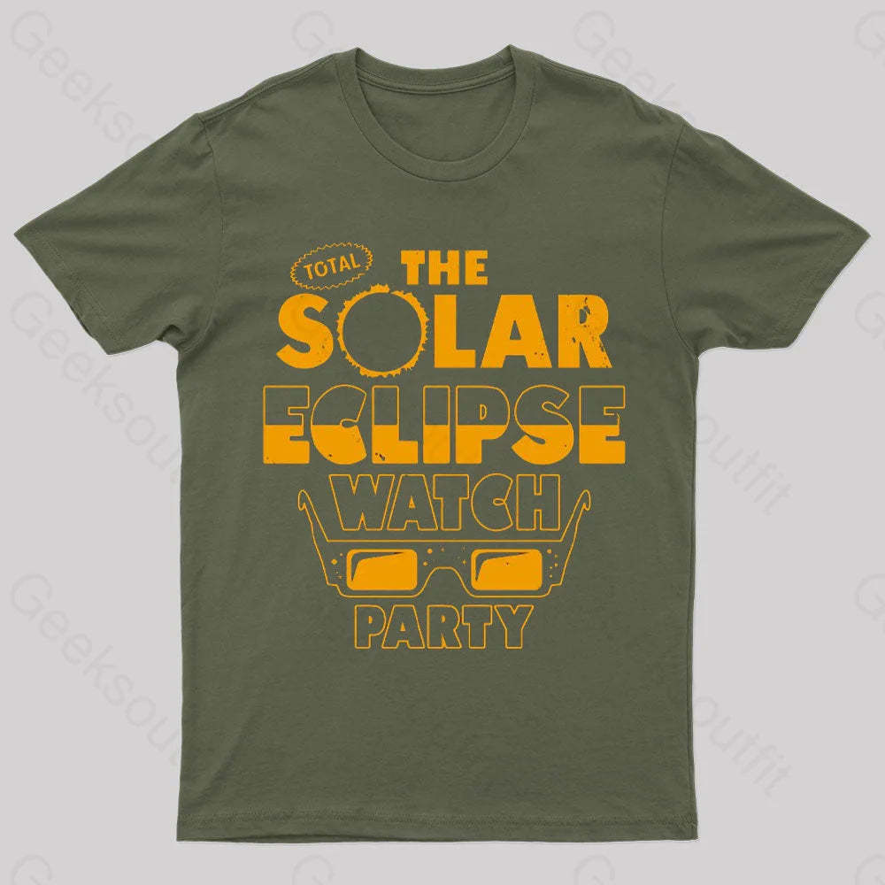 Total Solar Eclipse Watch Party Nerd T-Shirt Army Green / S