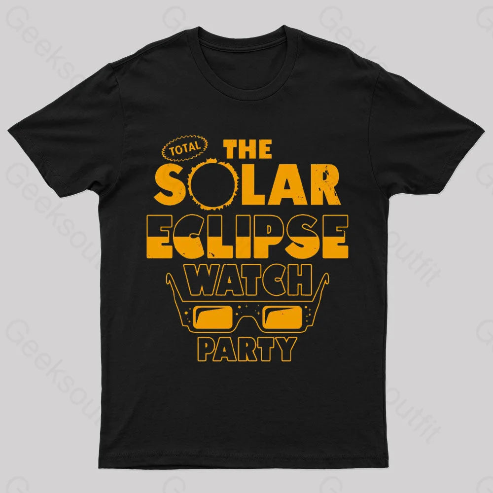 Total Solar Eclipse Watch Party Nerd T-Shirt Black / S