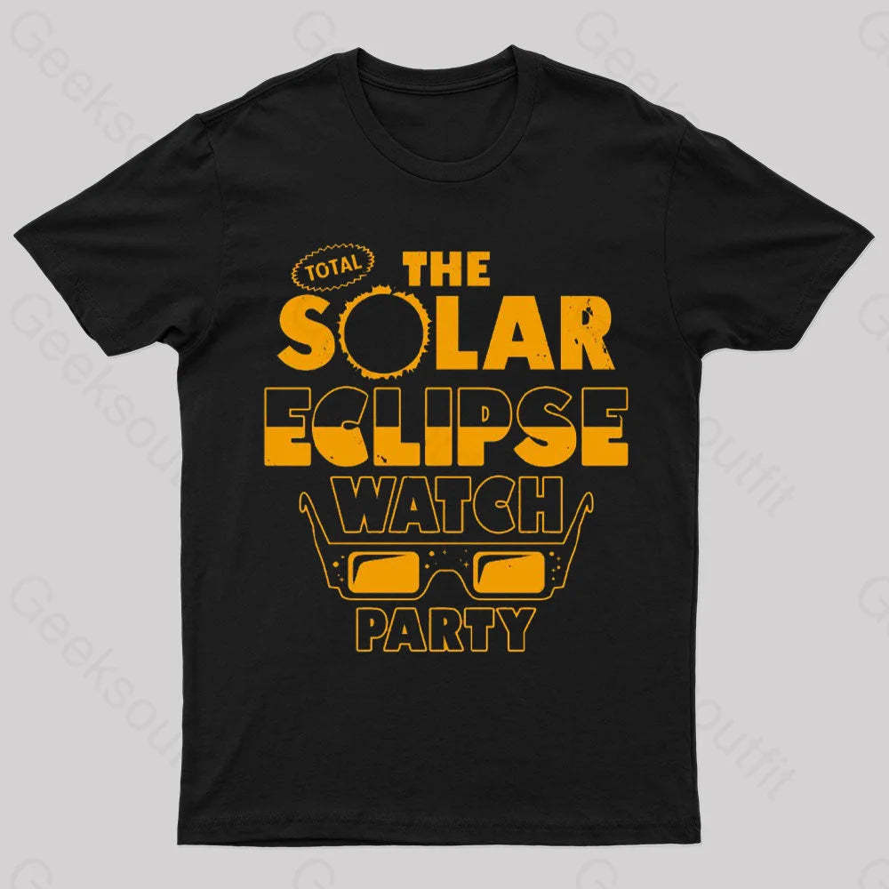 Total Solar Eclipse Watch Party Nerd T-Shirt Black / S