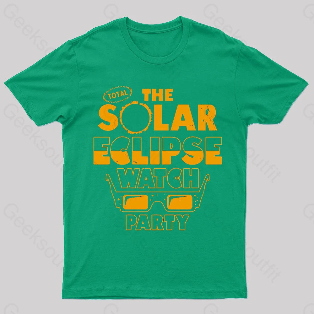 Total Solar Eclipse Watch Party Nerd T-Shirt Green / S