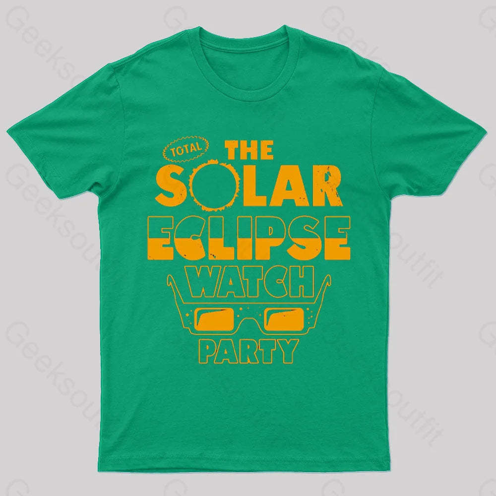 Total Solar Eclipse Watch Party Nerd T-Shirt Green / S