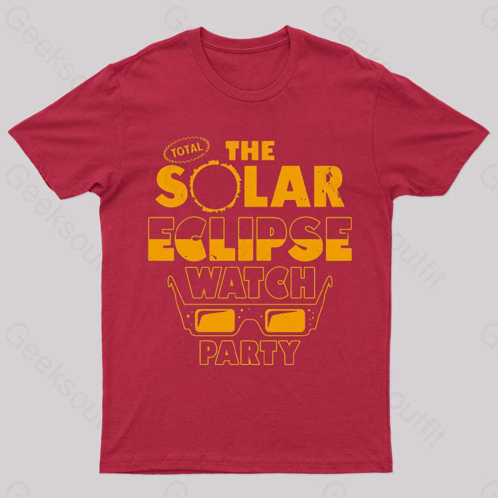 Total Solar Eclipse Watch Party Nerd T-Shirt Red / S