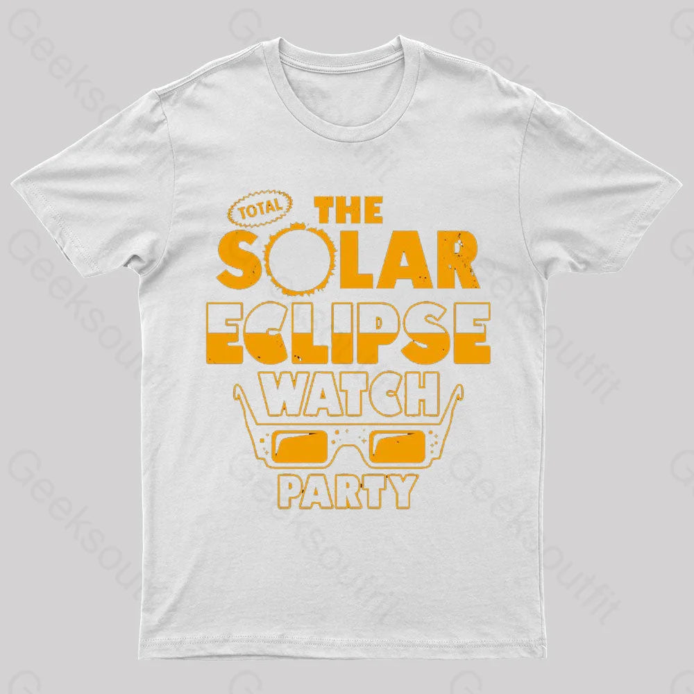 Total Solar Eclipse Watch Party Nerd T-Shirt White / S
