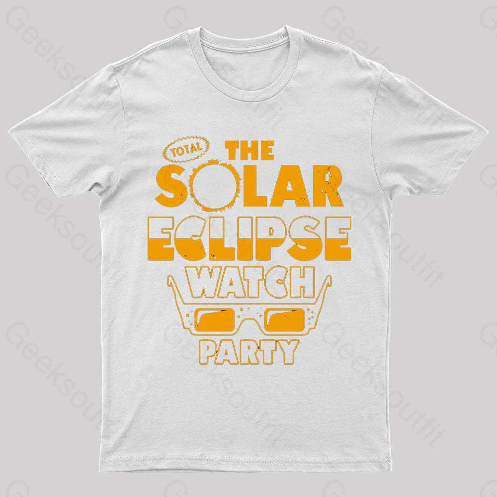 Total Solar Eclipse Watch Party Nerd T-Shirt White / S