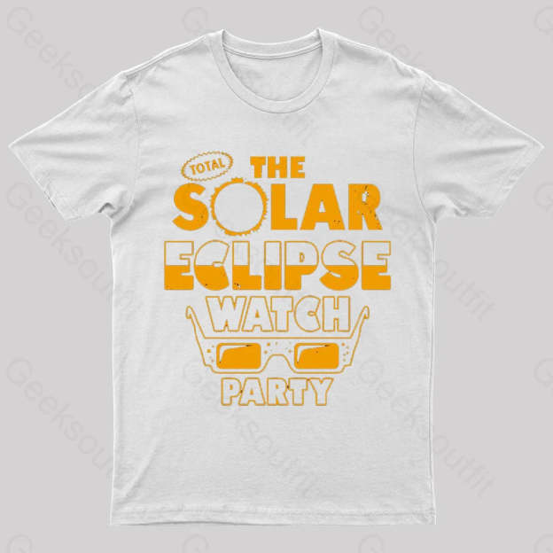 Total Solar Eclipse Watch Party Nerd T-Shirt White / S