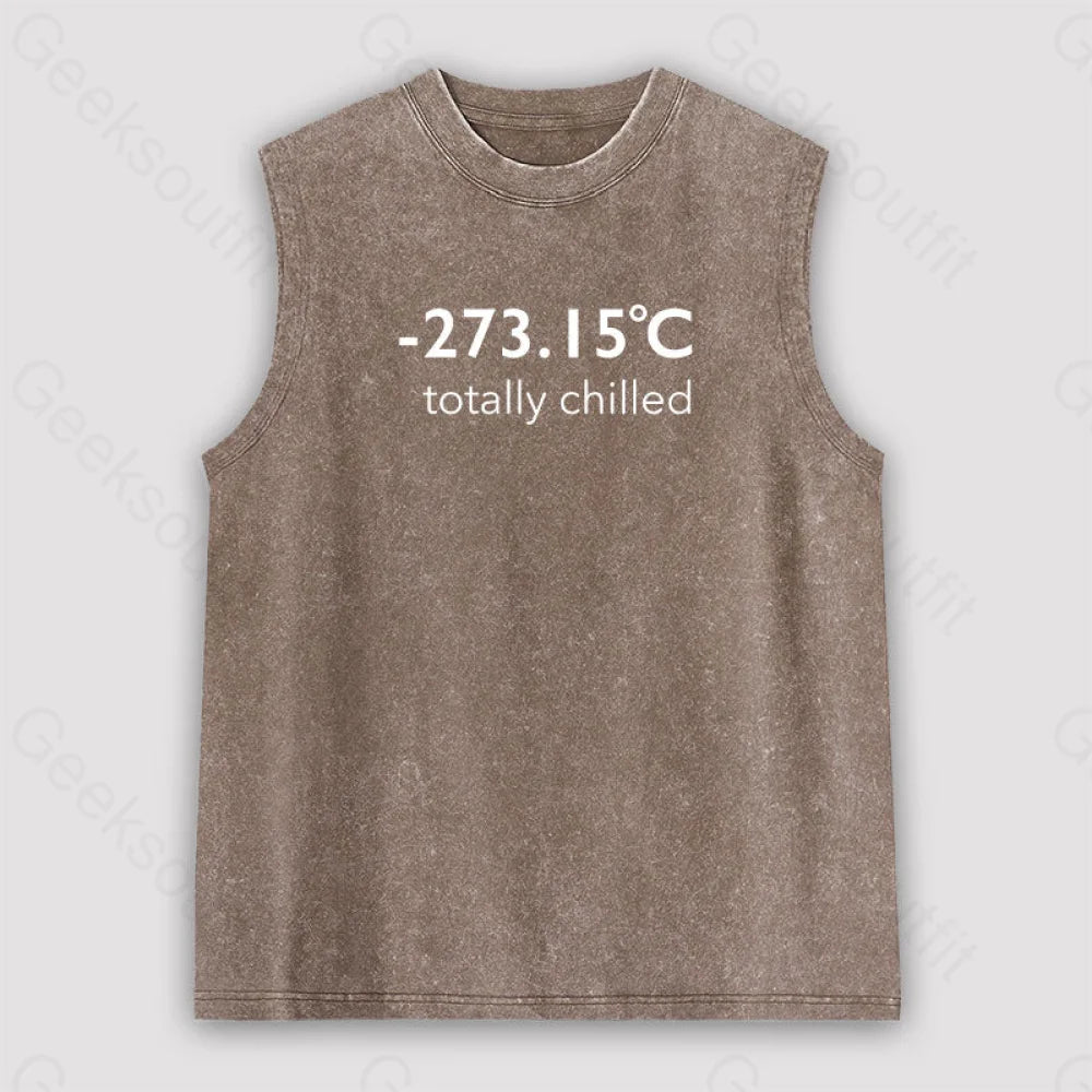Totally Chilled Unisex Washed Tank Brown / S
