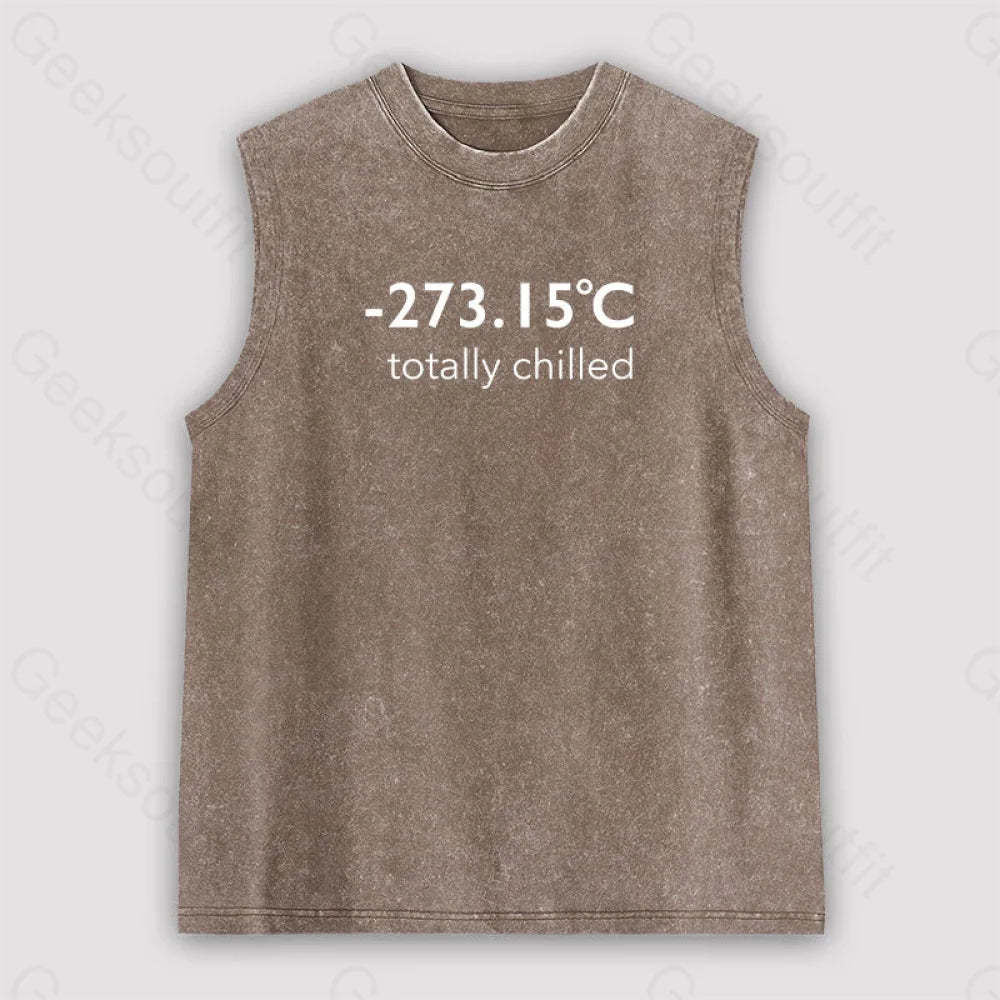 Totally Chilled Unisex Washed Tank Brown / S