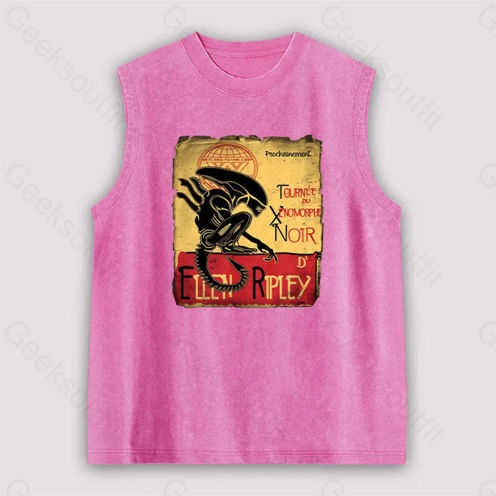Tournee Du Xenomorphe Doir Unisex Washed Tank Pink / S