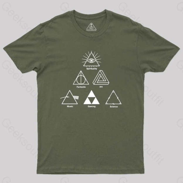 Triangles Geek T-Shirt Army Green / S