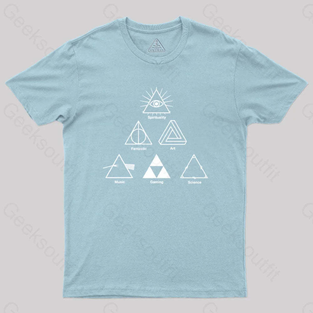 Triangles Geek T-Shirt Light Blue / S