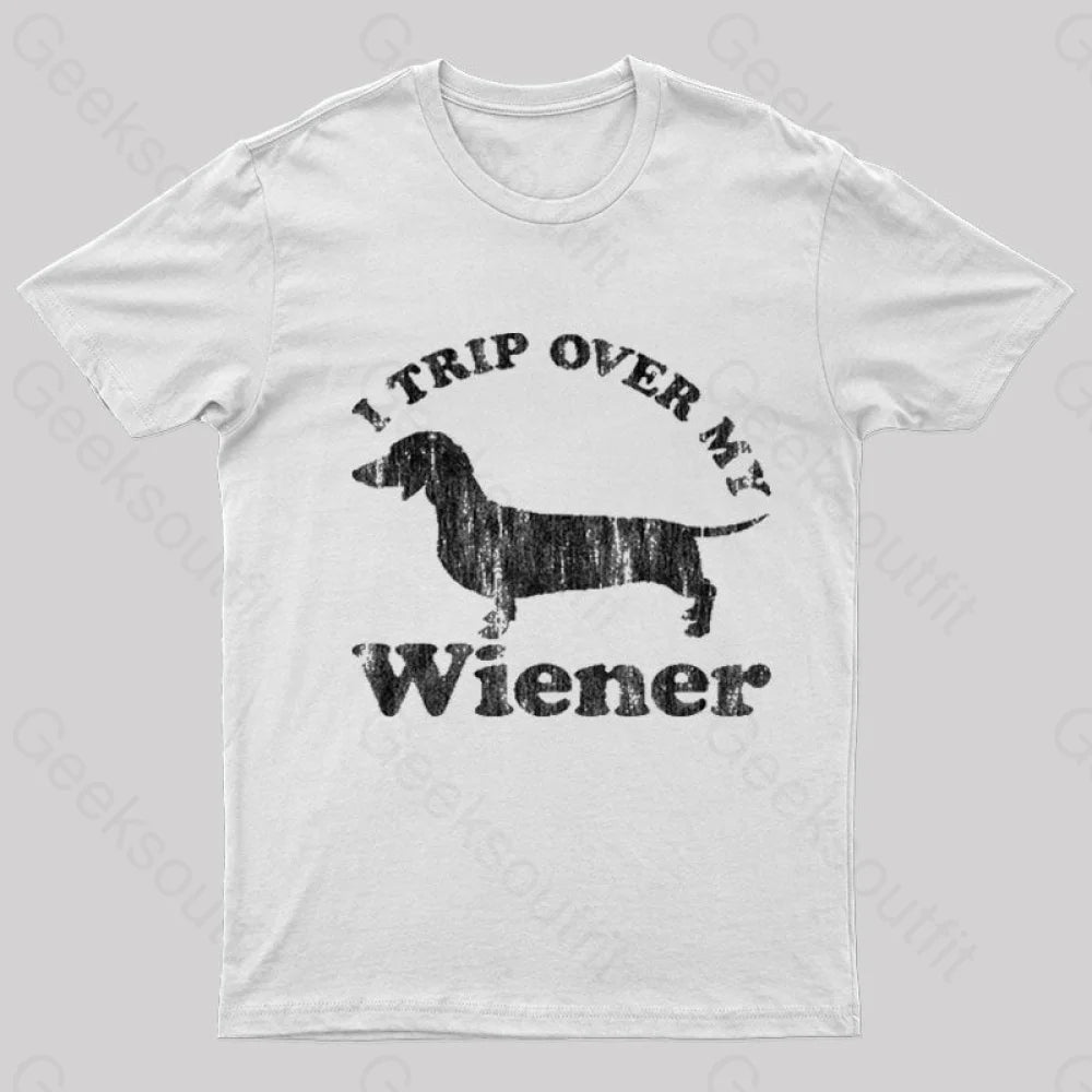 Trip Over My Wiener Nerd T-Shirt White / S