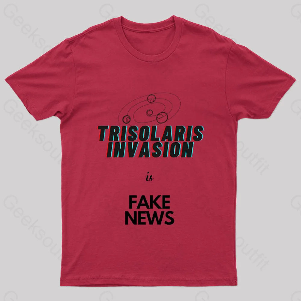 Trisolaris Invasion Is Fake News Geek T-Shirt Red / S