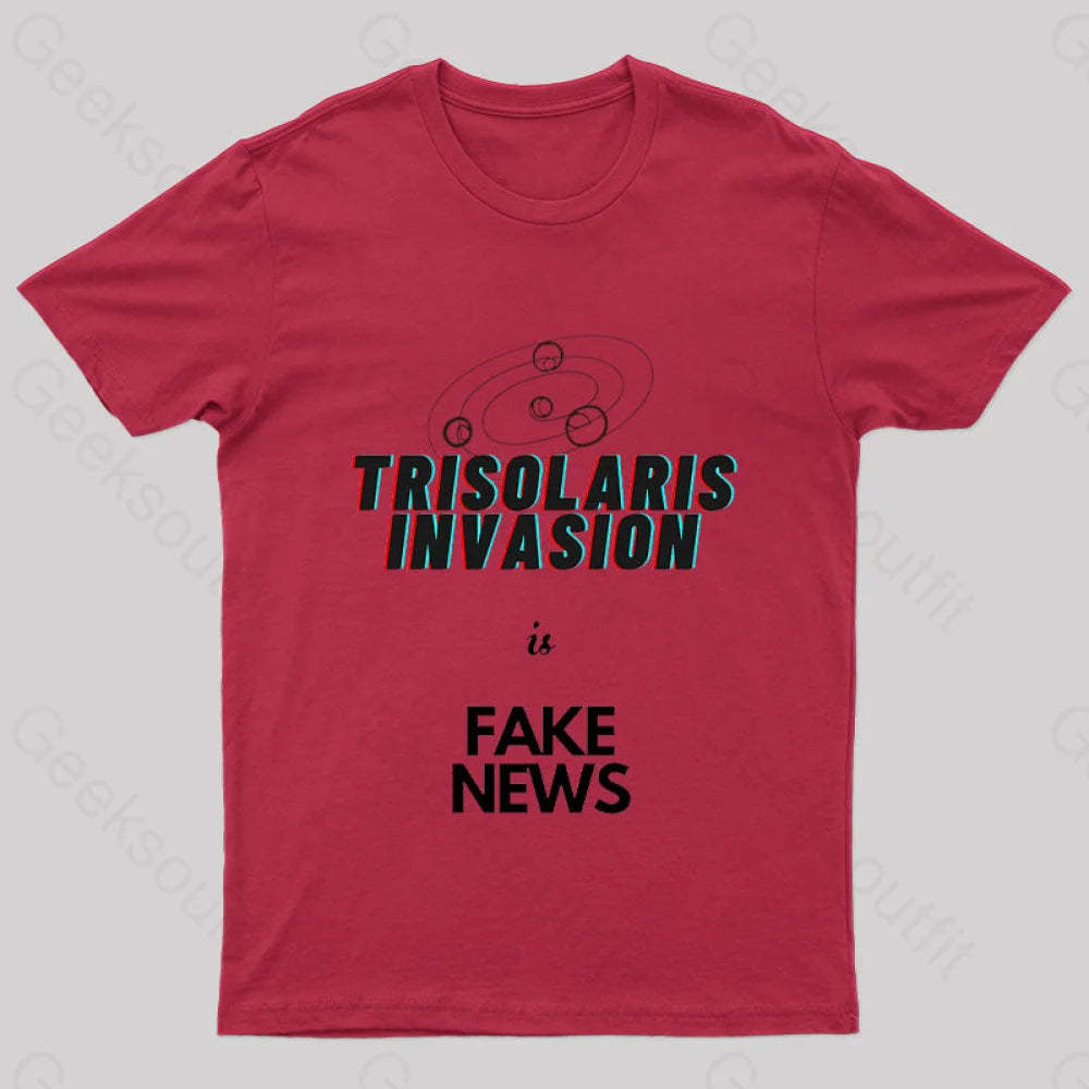 Trisolaris Invasion Is Fake News Geek T-Shirt Red / S