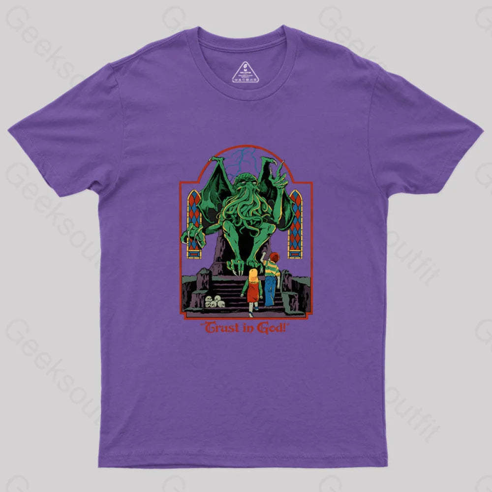Trust In God Geek T-Shirt Purple / S