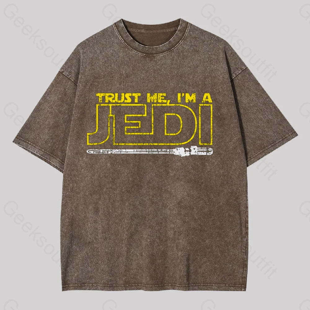 Trust Me I?��m A Jedi Geek Washed T-Shirt Coffee / S