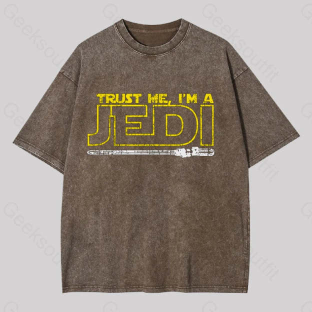 Trust Me I?��m A Jedi Geek Washed T-Shirt Coffee / S
