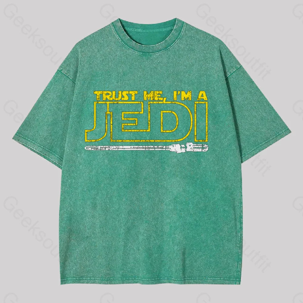 Trust Me I?��m A Jedi Geek Washed T-Shirt Grass Green / S