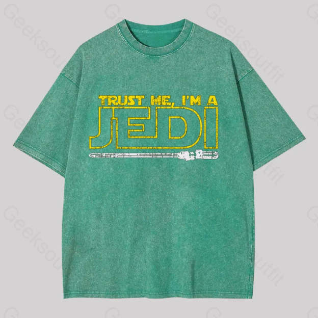 Trust Me I?��m A Jedi Geek Washed T-Shirt Grass Green / S
