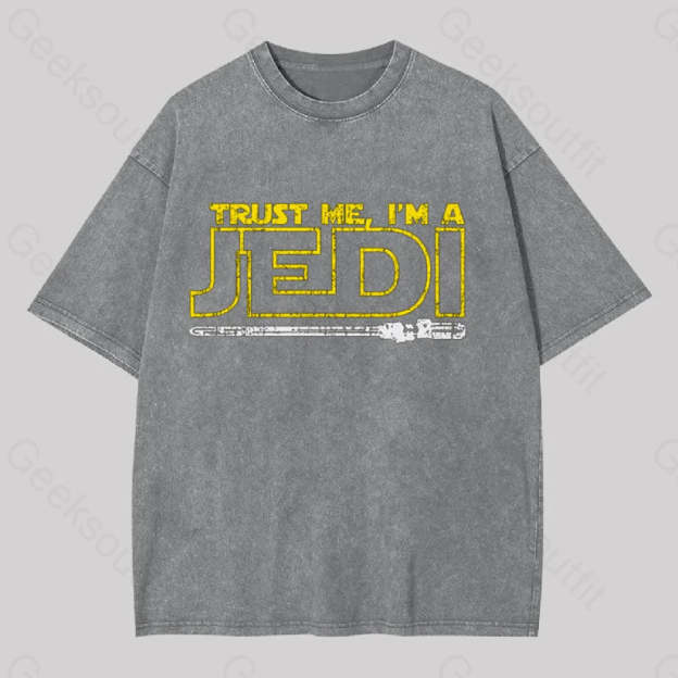 Trust Me I?��m A Jedi Geek Washed T-Shirt Grey / S
