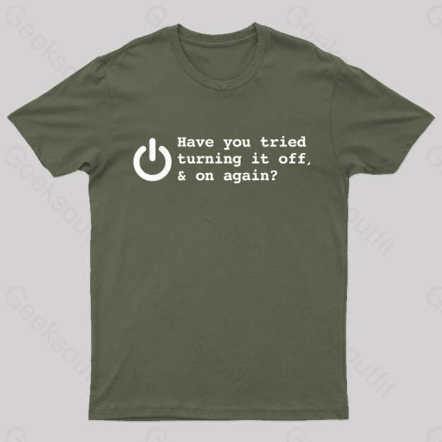 Try Turn Off Nerd T-Shirt Army Green / S