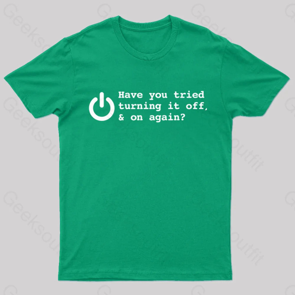 Try Turn Off Nerd T-Shirt Green / S