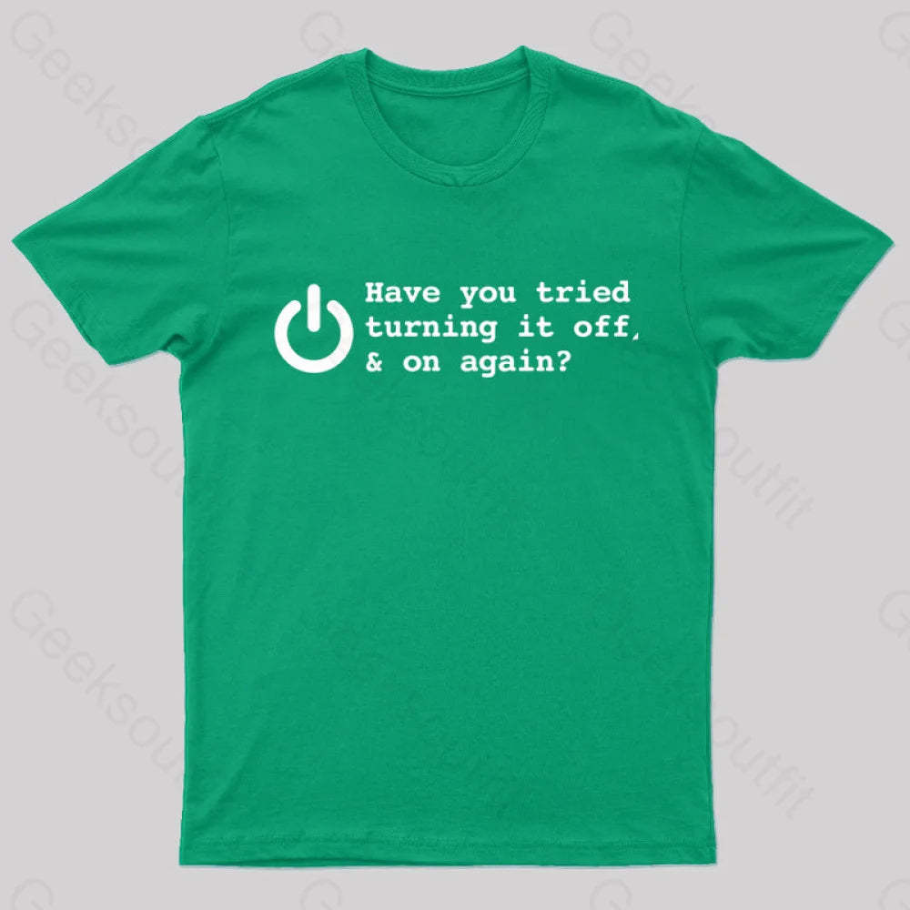 Try Turn Off Nerd T-Shirt Green / S