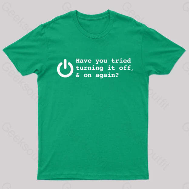 Try Turn Off Nerd T-Shirt Green / S