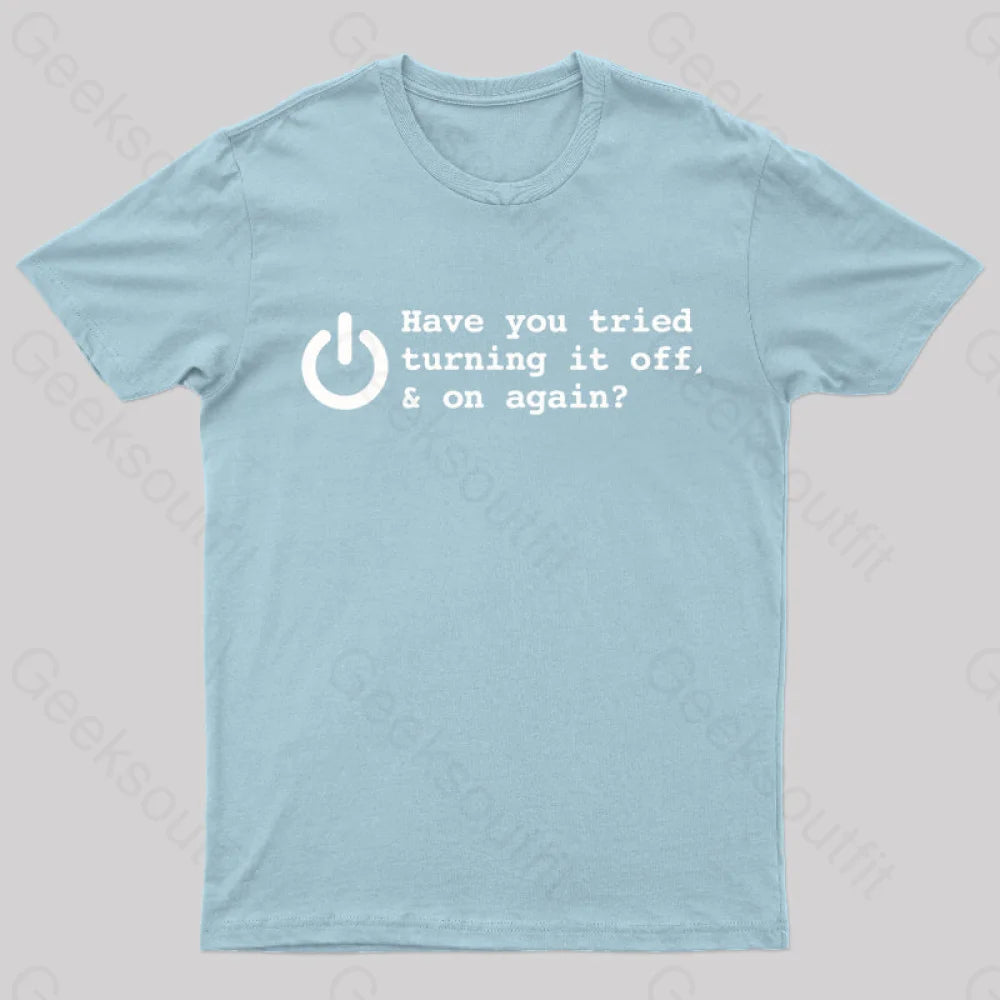 Try Turn Off Nerd T-Shirt Light Blue / S