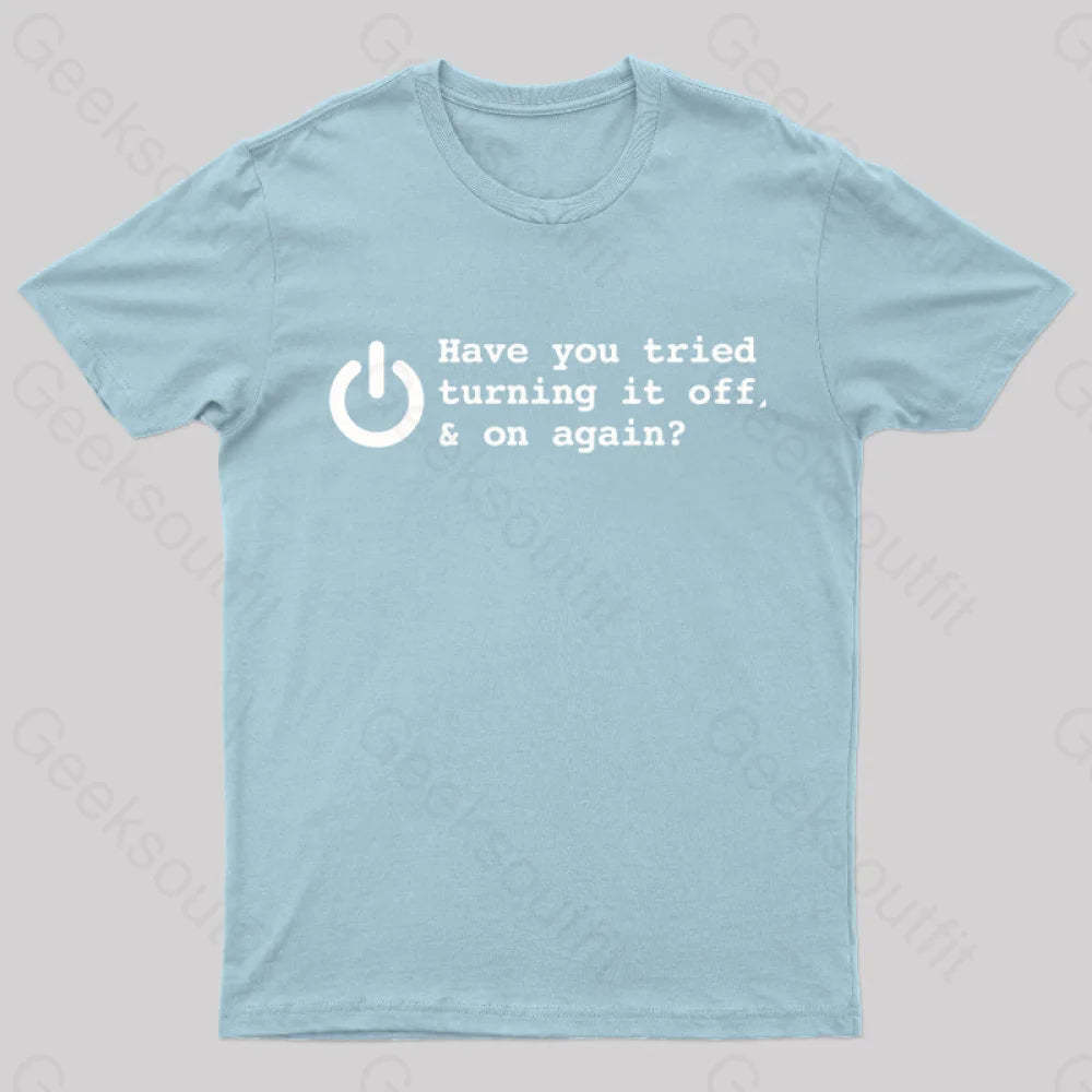 Try Turn Off Nerd T-Shirt Light Blue / S
