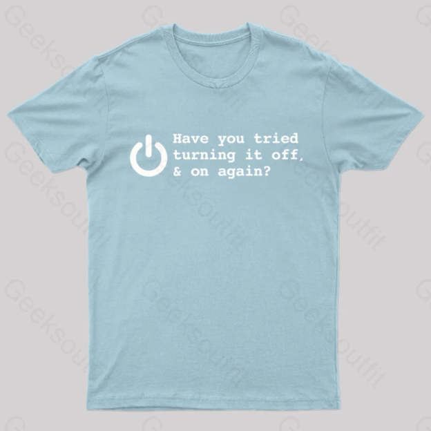 Try Turn Off Nerd T-Shirt Light Blue / S