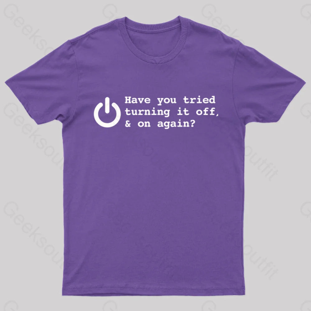 Try Turn Off Nerd T-Shirt Purple / S