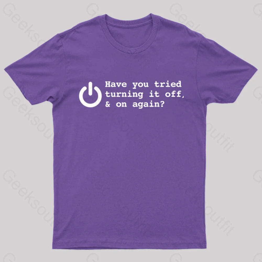 Try Turn Off Nerd T-Shirt Purple / S