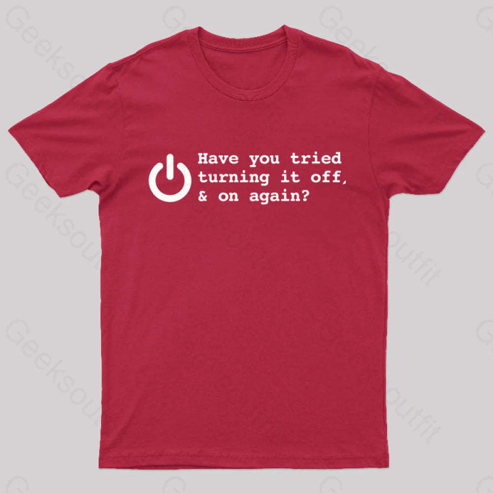Try Turn Off Nerd T-Shirt Red / S