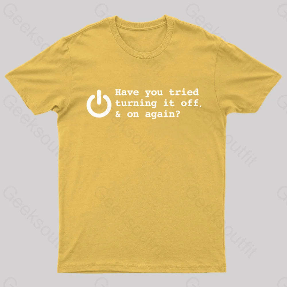 Try Turn Off Nerd T-Shirt Yellow / S