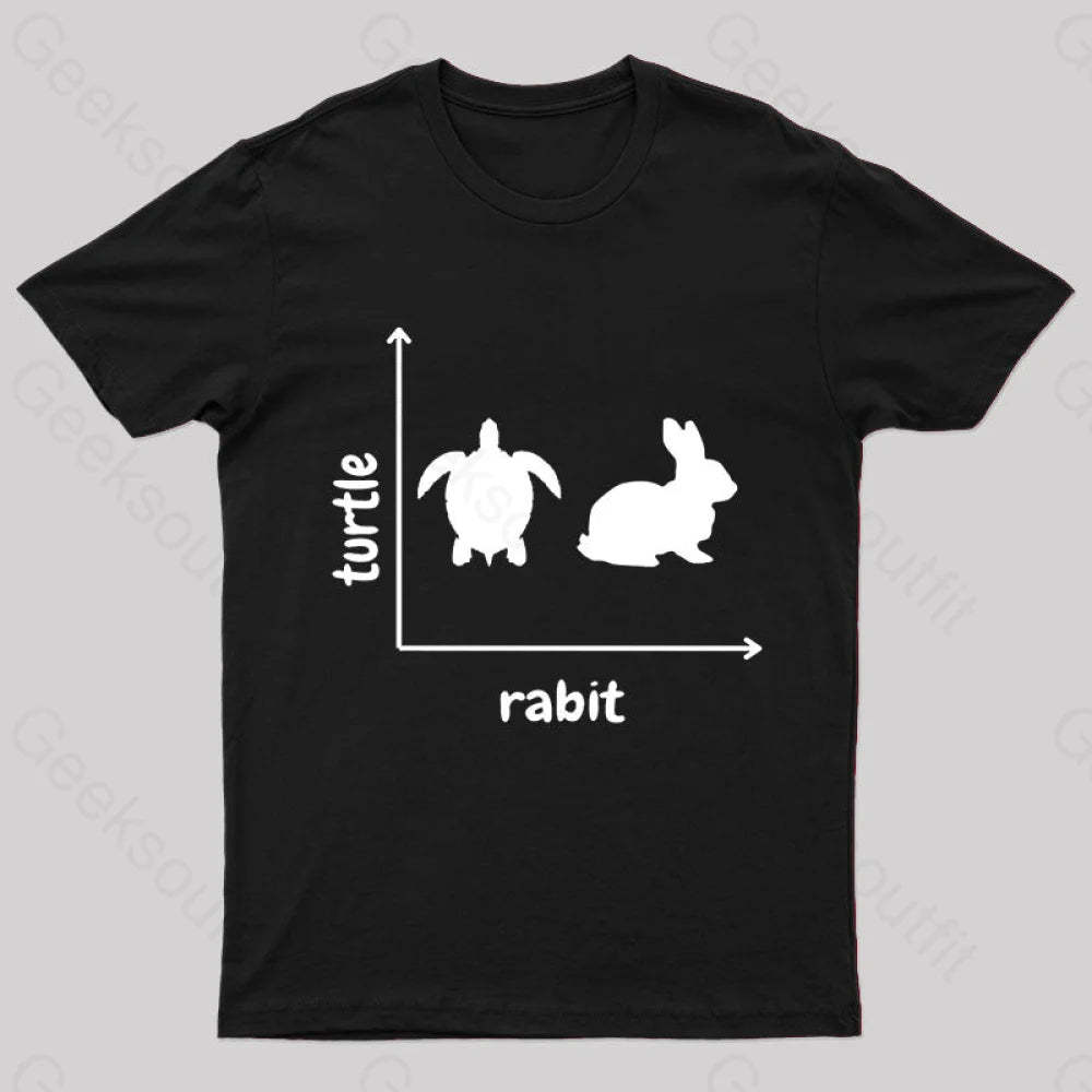 Turtle Rabbit Nerd T-Shirt Black / S