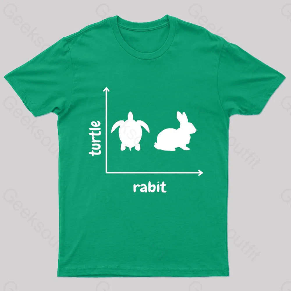 Turtle Rabbit Nerd T-Shirt Green / S