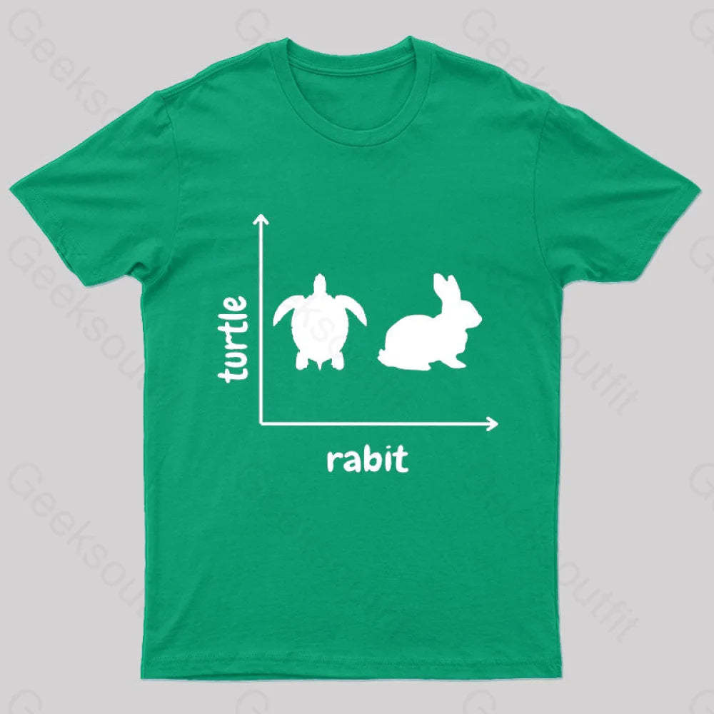 Turtle Rabbit Nerd T-Shirt Green / S