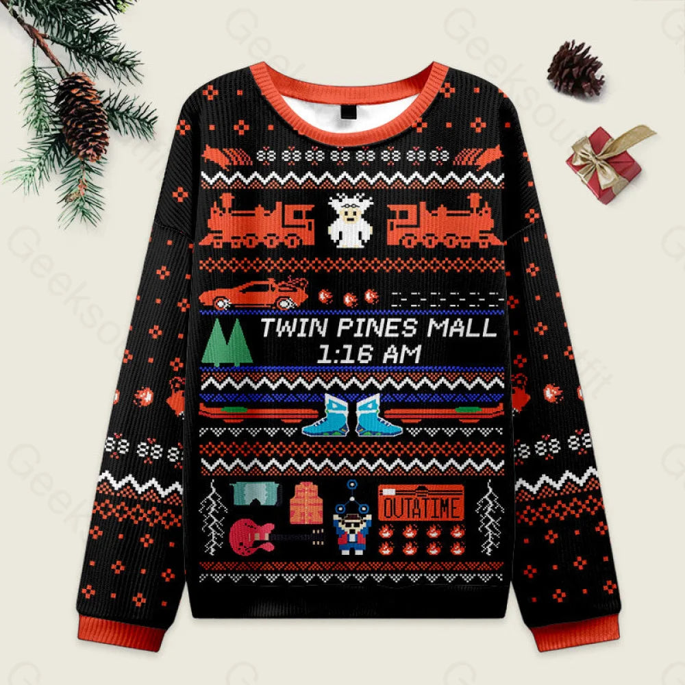 Twin Pines Mall Black Ugly Christmas Sweater Men??s Style-S
