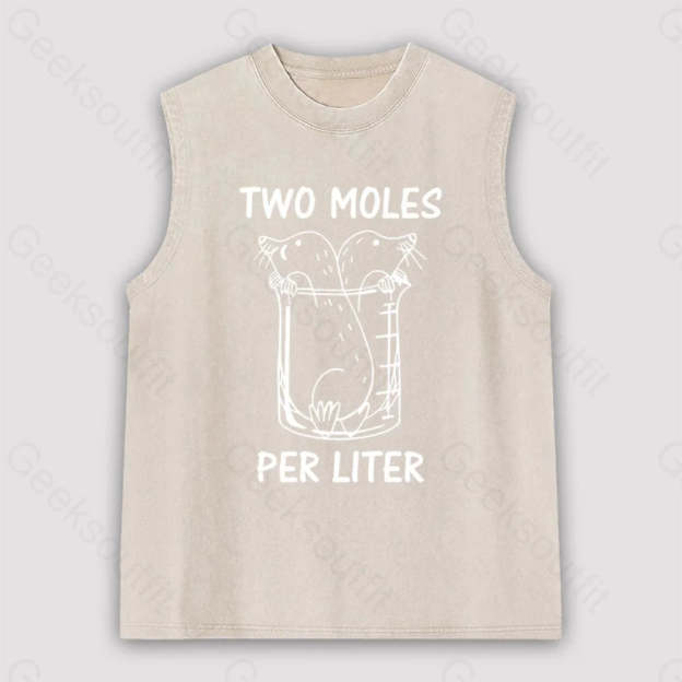 Two Moles Per Liter Unisex Washed Tank Apricot / S