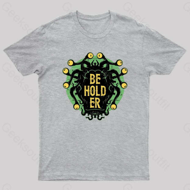 Typographic Beholder Geek T-Shirt Grey / S