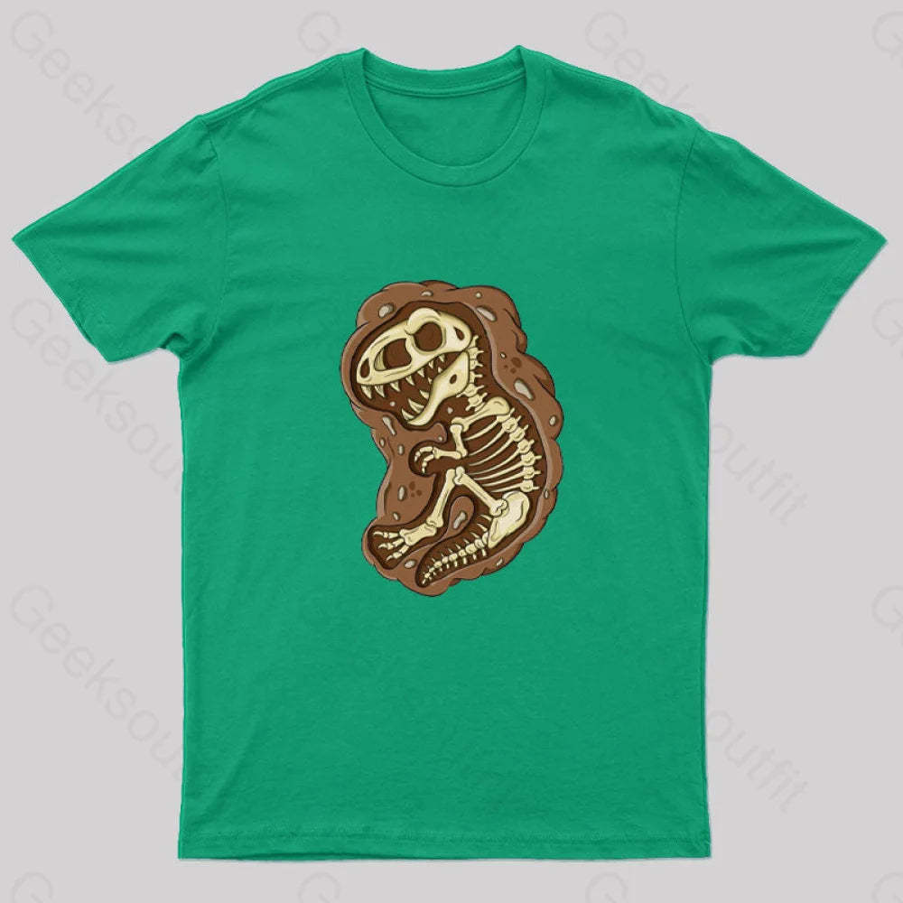 Tyrannosaurus Rex Fossil Nerd T-Shirt Green / S
