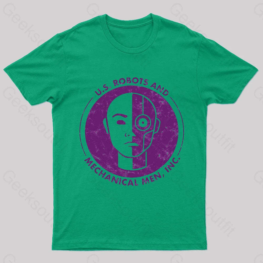 U.s. Robots And Mechanical Men Geek T-Shirt Green / S