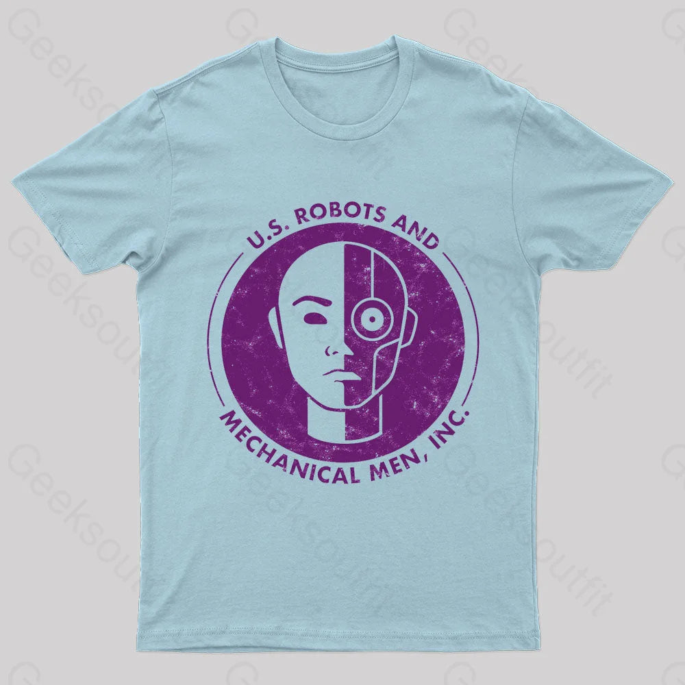 U.s. Robots And Mechanical Men Geek T-Shirt Light Blue / S