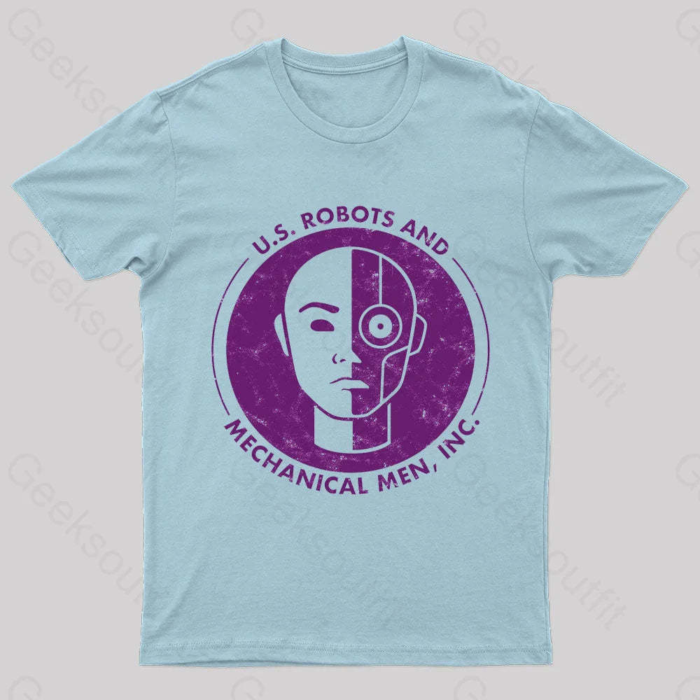 U.s. Robots And Mechanical Men Geek T-Shirt Light Blue / S