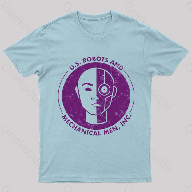 U.s. Robots And Mechanical Men Geek T-Shirt Light Blue / S