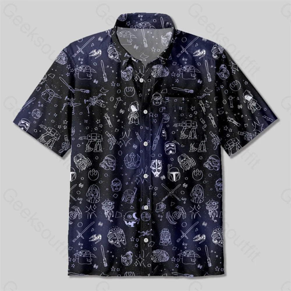 Ugly Sifi Space Funny Button Up Pocket Shirt Up / S Bus526 Yc